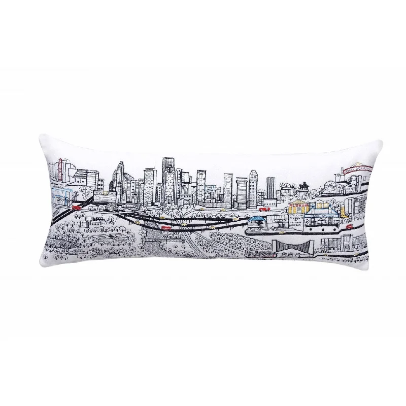 HomeRoots 35" White Houston Daylight Skyline Lumbar Decorative Pillow