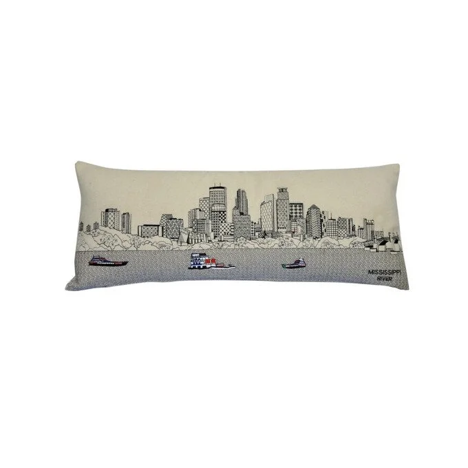 HomeRoots 35" White Minneapolis Daylight Skyline Lumbar Decorative Pillow