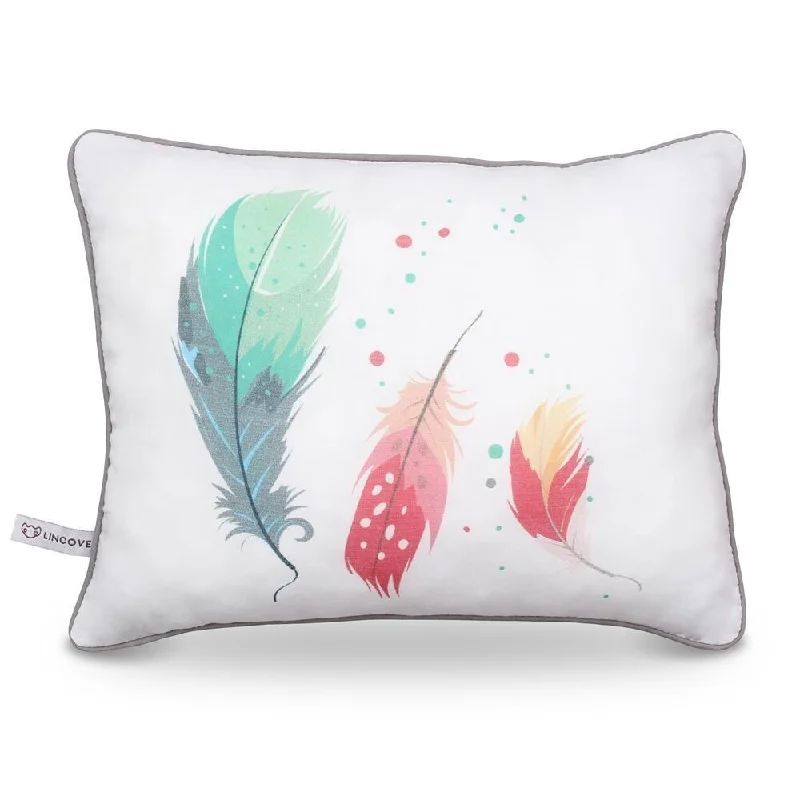 Lincove Feathers Print Pillow - 10x8.5 In, Hypoallergenic, Stain & Odor Resistant