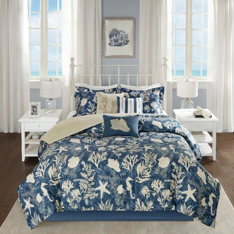 Madison Park Chatham Blue 7-piece Cotton Sateen Comforter Set