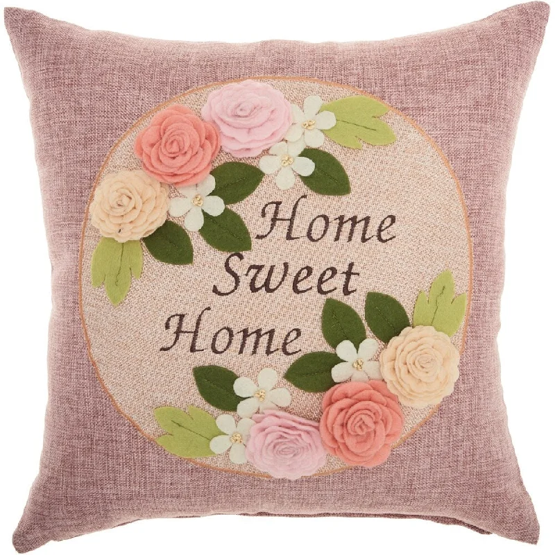 Mina Victory Home Sweet Home Lavender Throw Pillow (18-Inch X 18-Inch)