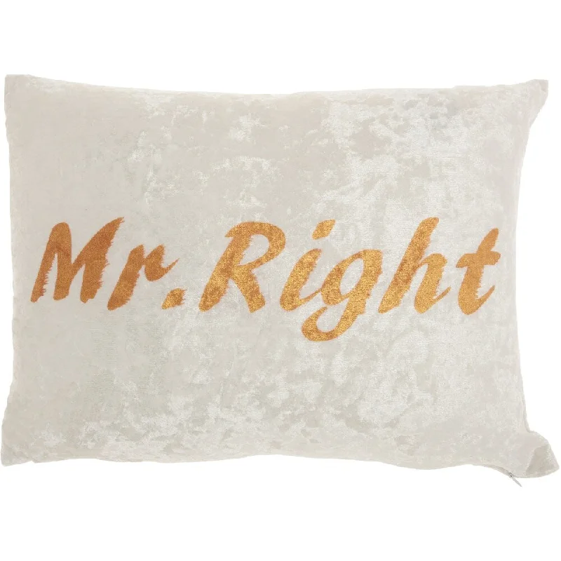 Mina Victory Luminescence Mr Right 12" x 18" Ivory Indoor Throw Pillow