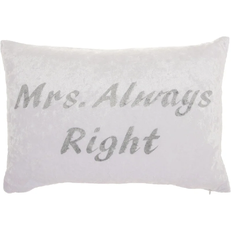 Mina Victory Luminescence Mrs Always Right 12" x 18" Ivory Indoor Throw Pillow