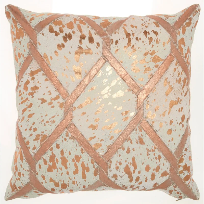 Mina Victory Sofia Metallic Diamond 18" x 18" Rose Gold Indoor Throw Pillow