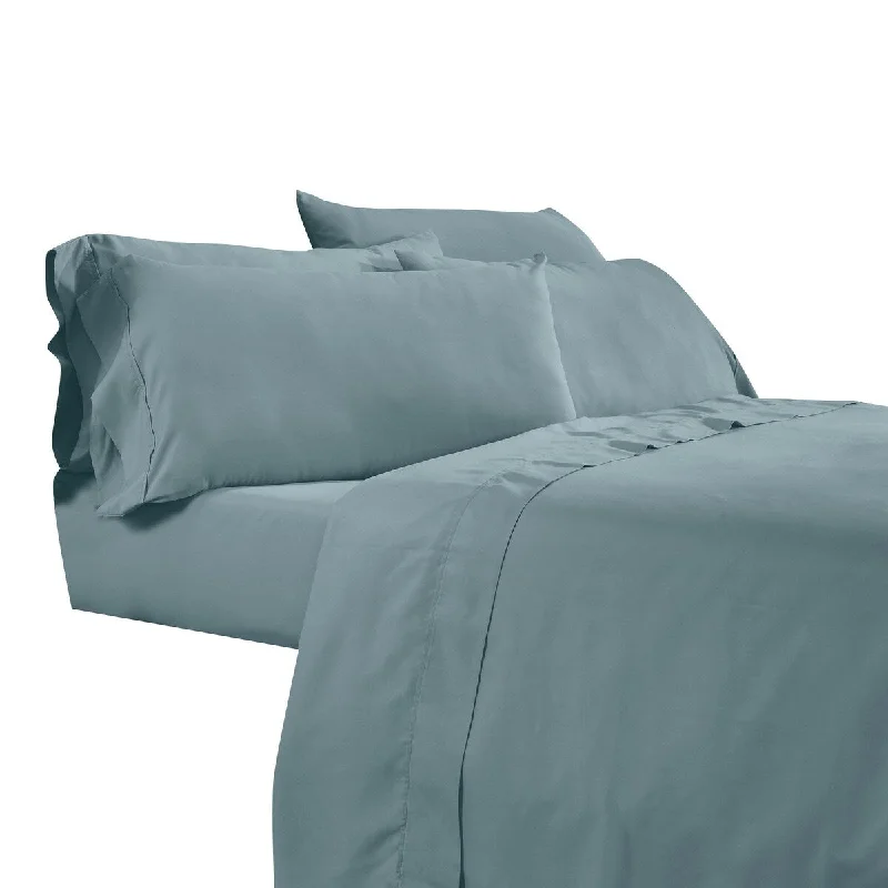 Myla 4 Piece Full Size Sheet Set, Stitched, Elastic, Silky Aqua Microfiber