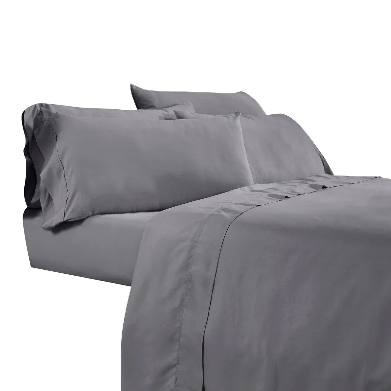 Myla 4 Piece Full Size Sheet Set, Stitched, Elastic, Silky Gray Microfiber