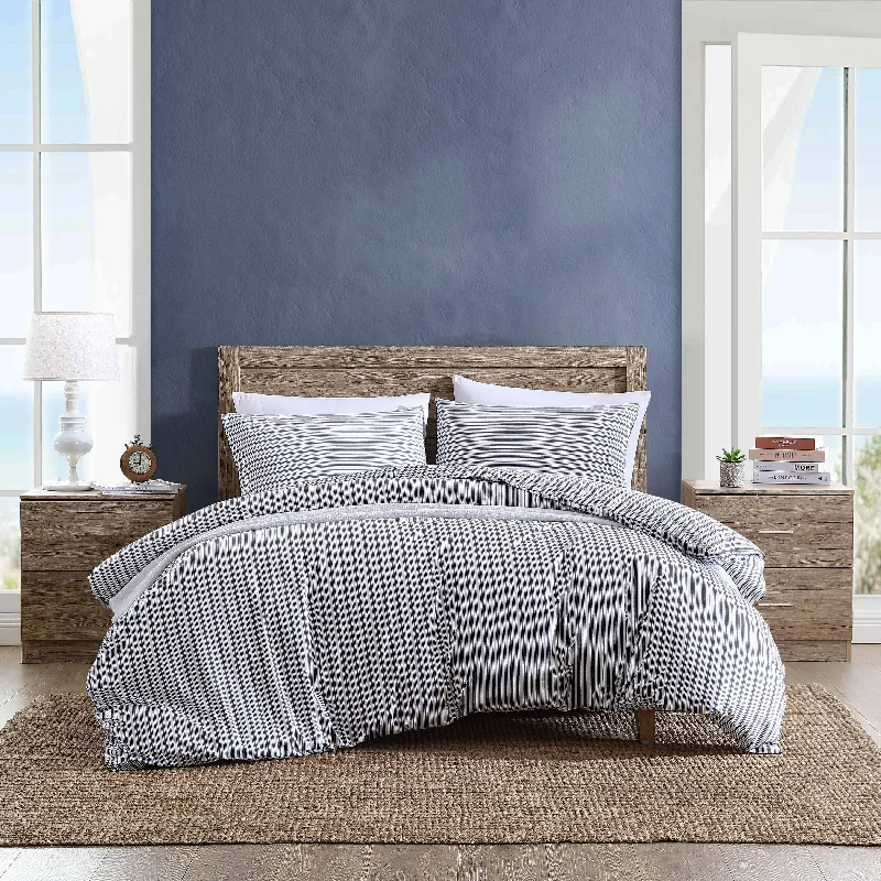 Nautica Coleridge Stripe Charcoal Cotton Percale Duvet Cover