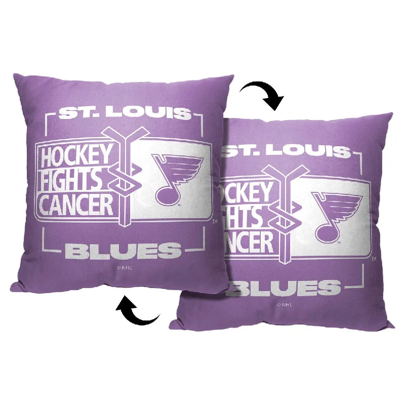 NHL Hockey Fights Cancer Fight For Blues Printed Throw Pillow - Purple