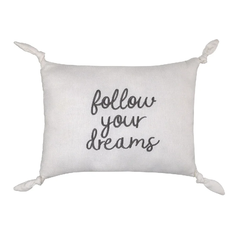 NoJo Follow Your Dreams White Decorative Pillow