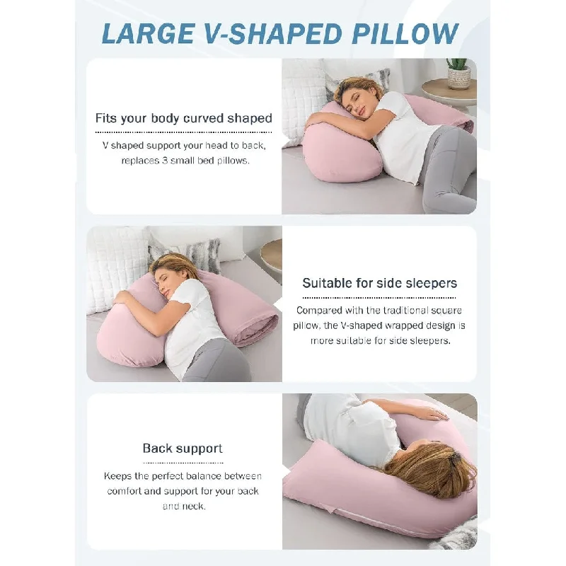 Pregnancy Pillow for Sleeping,Maternity Body Pillow for Pregnancy Women,Pregnancy Support Pillow for Back, Hip Pain, Pink