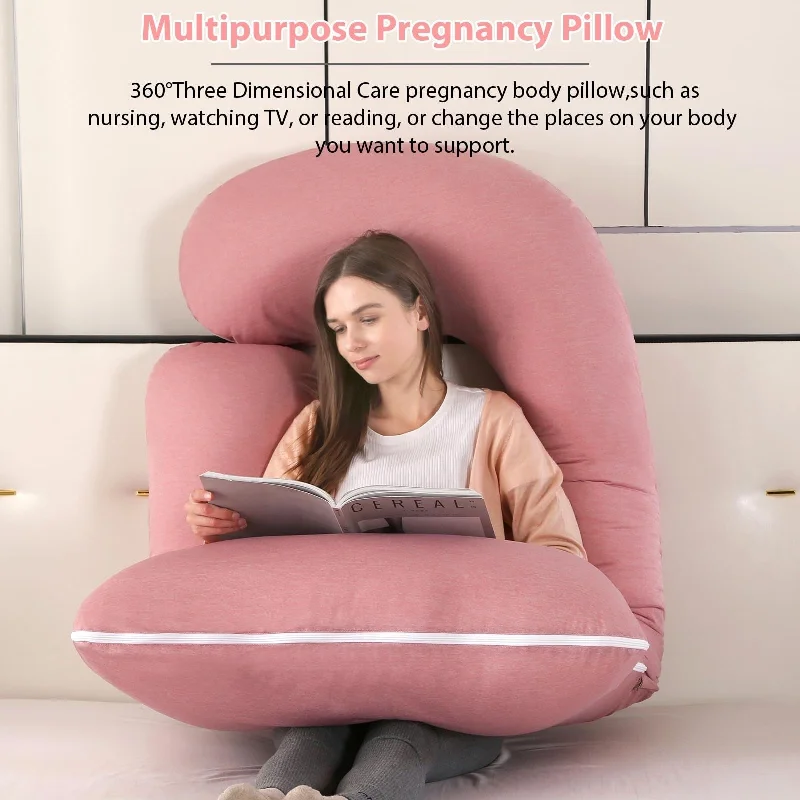 Pregnancy Pillow for Sleeping,Maternity Pillow with Cooling Removable Cover,Support for Back,Legs,Belly,Hips for Pregnant Women