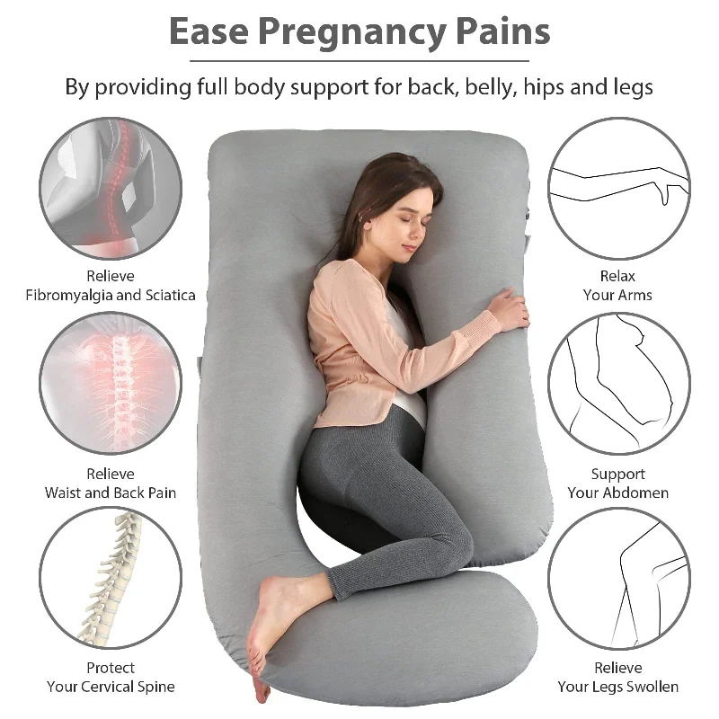 Pregnancy Pillows for Sleeping,Full Body Maternity Pillow with Cooling Cover,Support for Back,Hips,Legs,Belly for Pregnant Women