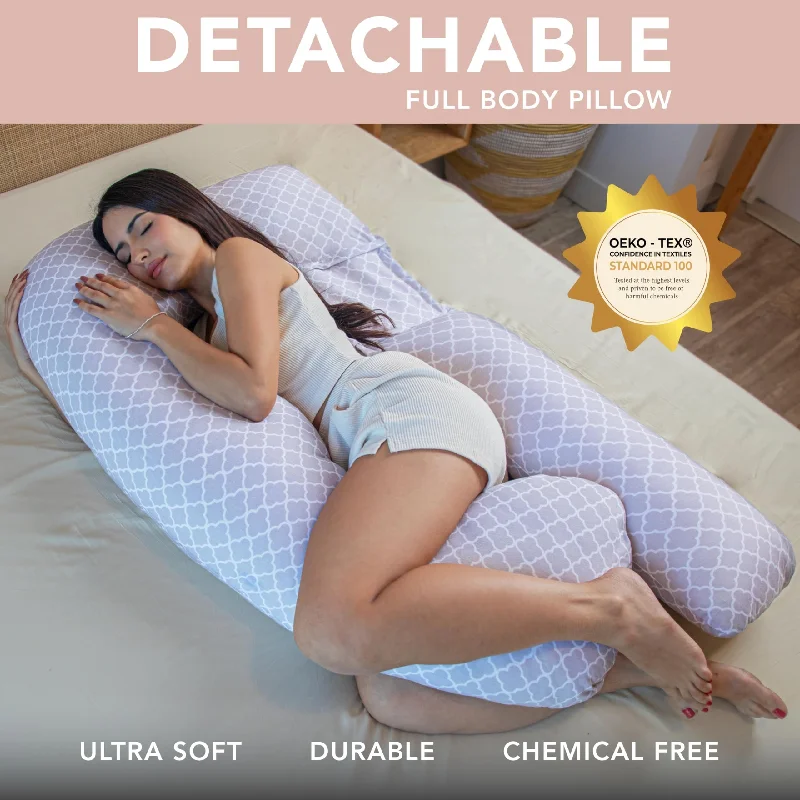 Pregnancy Pillows,U-Shape Full Body Pillow Removable Jersey Cotton Cover Arabesque Pregnancy Pillows for Sleeping Body Pillows