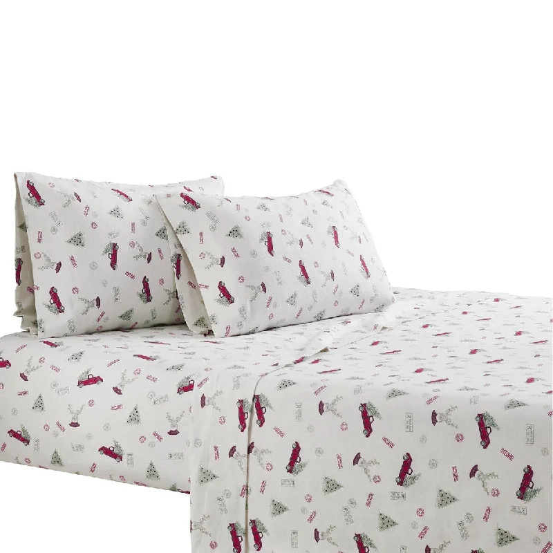 Roma 4 Piece Full Sheet Set with Christmas Theme The Urban Port, Red and White