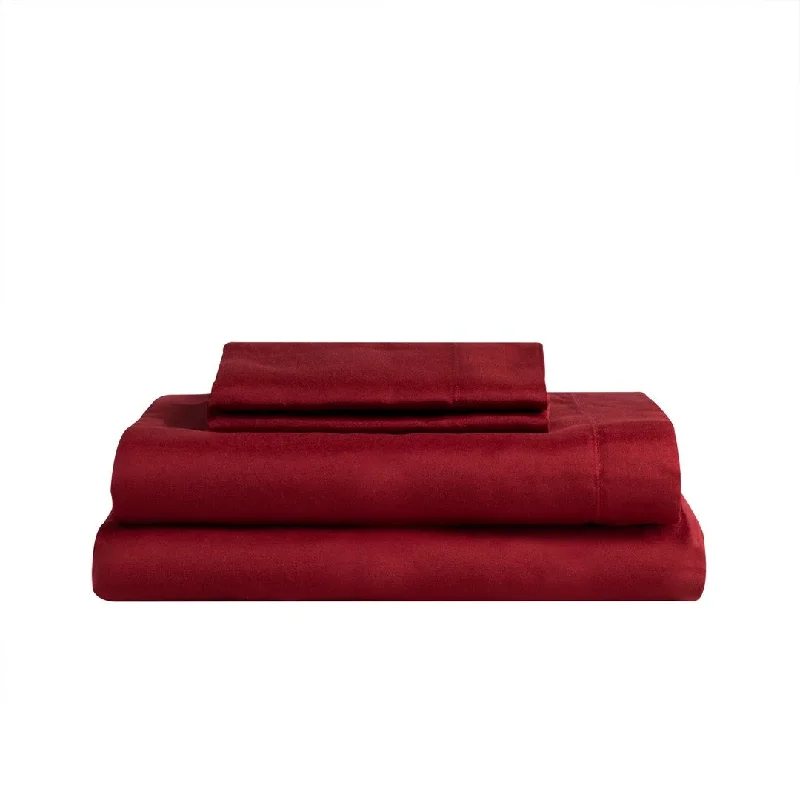 Soft & Cozy Brushed 3Pc 75Gsm Sheet Set Red Dahlia Cal King