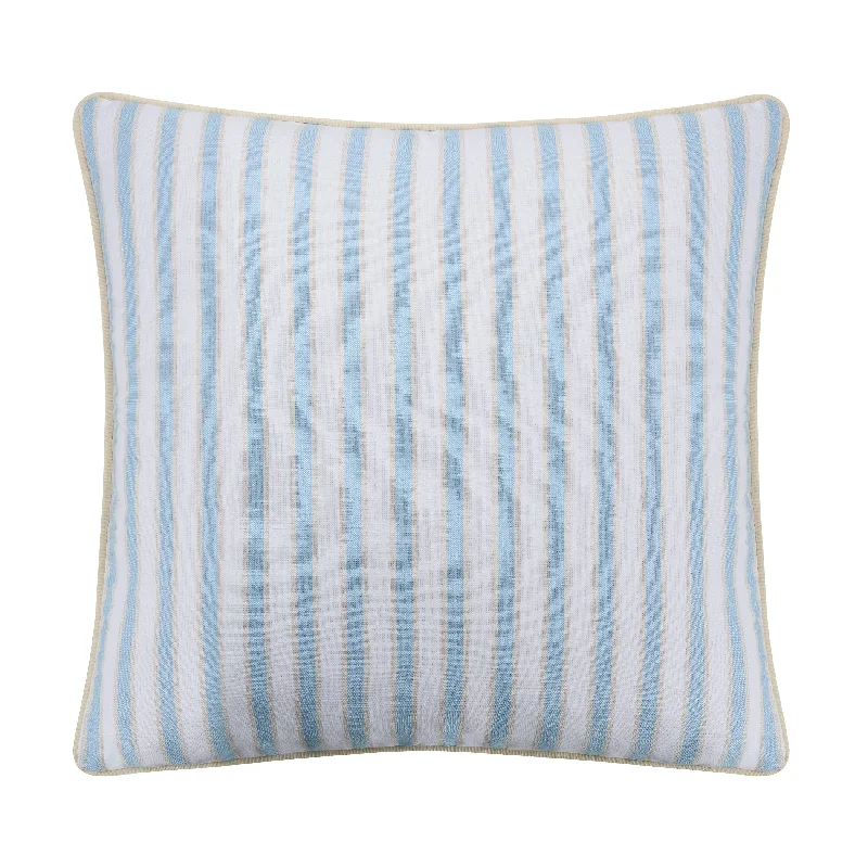 Southern Tide Chambray Stripe Square Blue Decorative Pillow