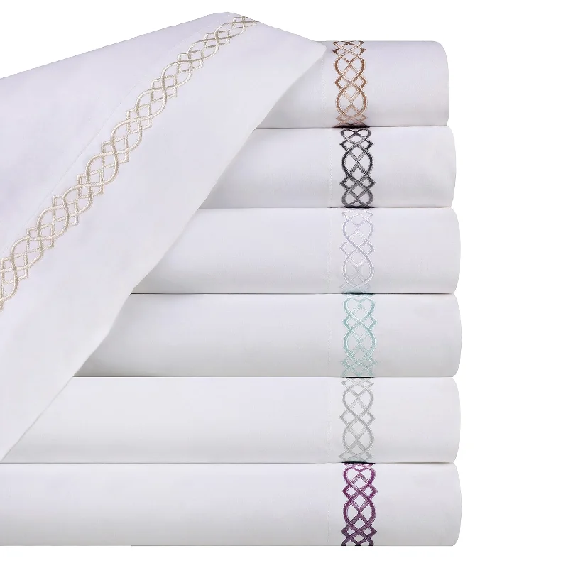 Superior Egyptian Cotton 1000 Thread Count Embroidered Scroll Pillowcases (Set of 2)