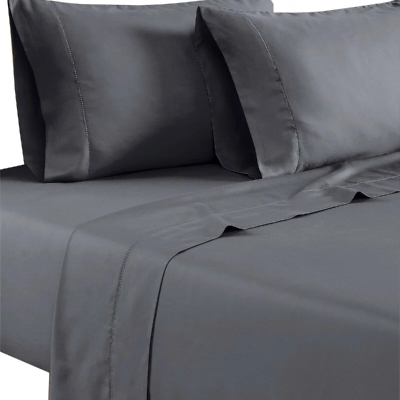 Tulsa 1200 Thread Count Tri Blend 6 Piece Queen Sheet Set, Dark Gray By The Urban Port