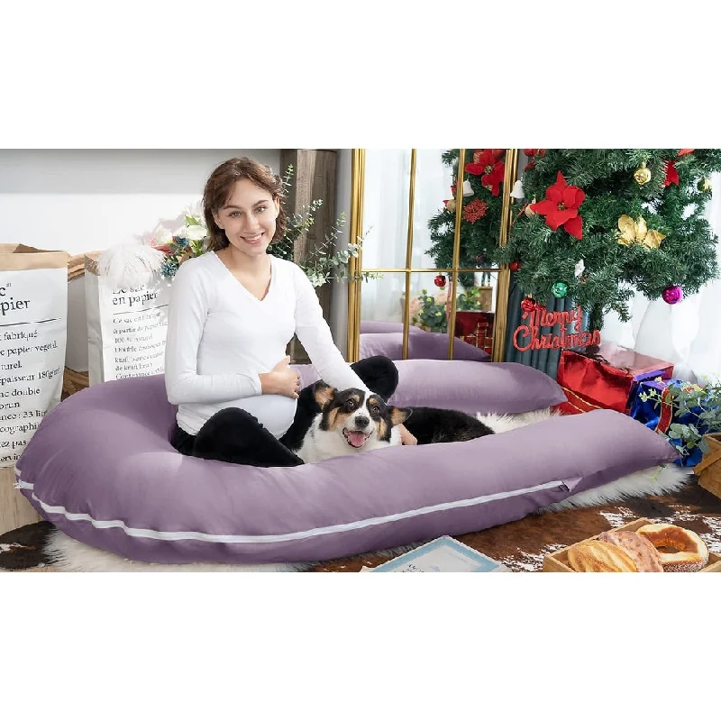 U Shaped Pregnancy Pillows for Sleeping, 65" Maternity Pillow for Full Body Support,Cooling Pregnancy Pillow with Jersey Cover