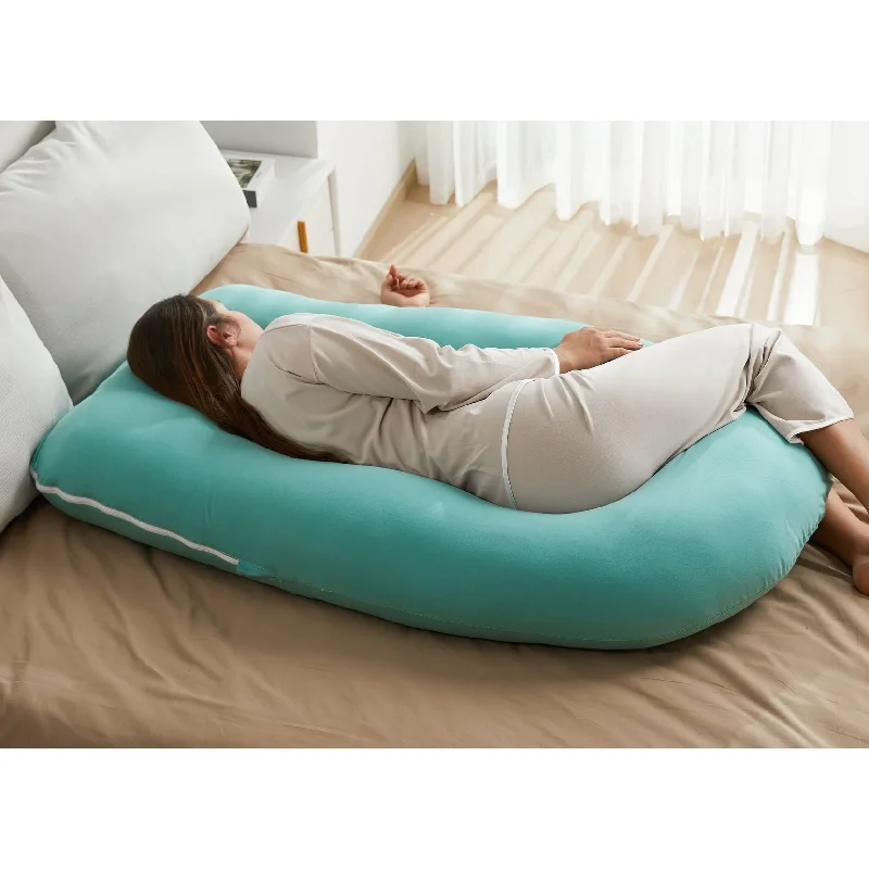 U Shaped Pregnancy Pillows with Cotton Removable Cover, 57 Inch Full Body Pillow Maternity Support, Must Have for Pregnant Women