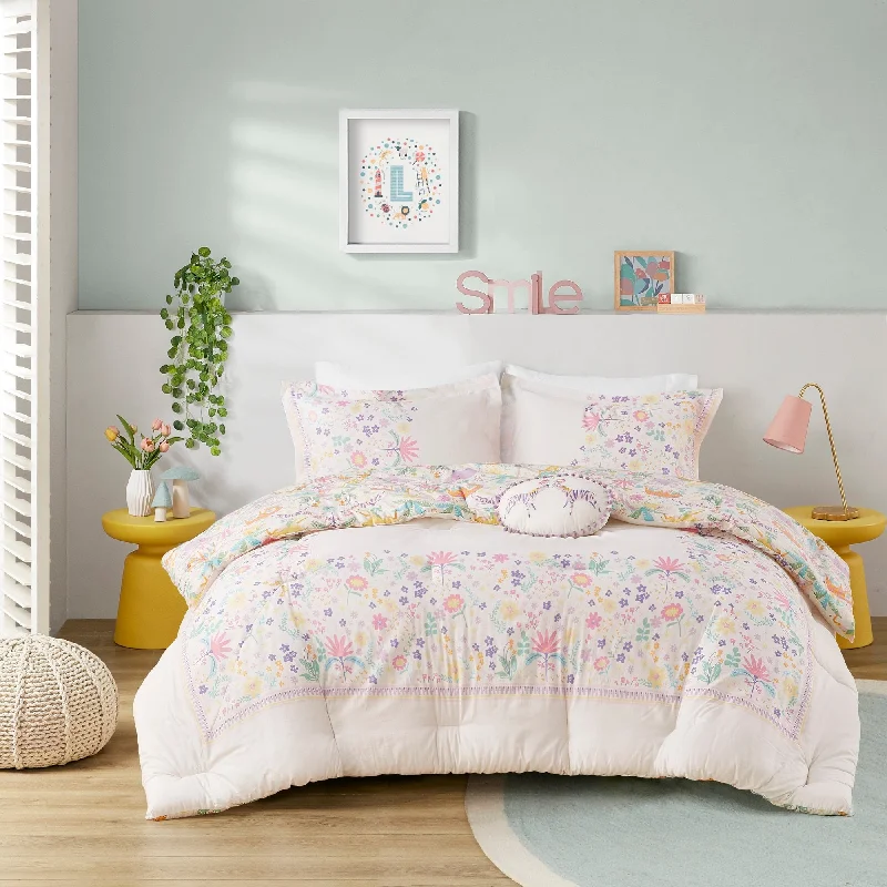 Urban Habitat Kids Thea Floral Reversible Cotton Comforter Set with Throw Pillow