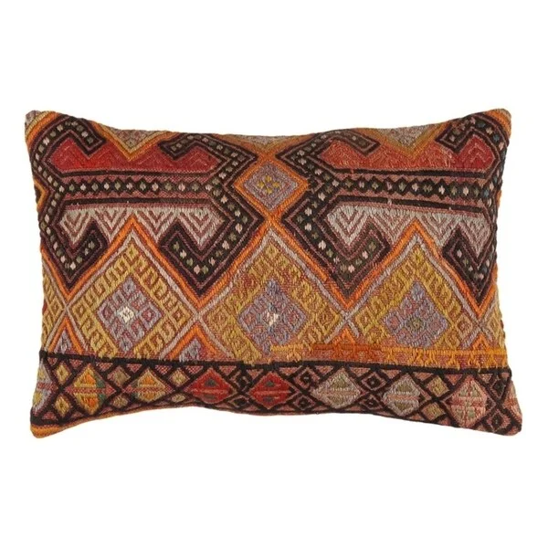 Vintage Turkish Kilim Lumber Pillow (16" X 24")