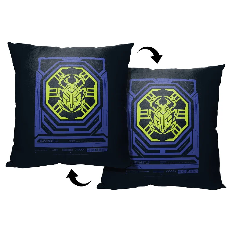 WB Blue Beetle Biotech Scarab Printed Throw Pillow - Black