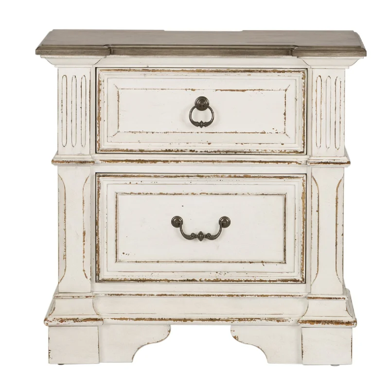 Abbey Park - 2 Drawer Nightstand With Charging Station - White