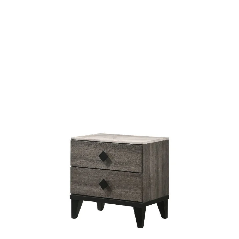 Avantika - Nightstand - Faux Marble & Rustic Gray Oak