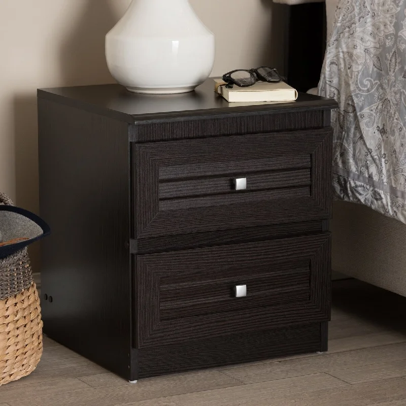 Carine Modern and Contemporary Wenge Brown Finished 2-Drawer Nightstand