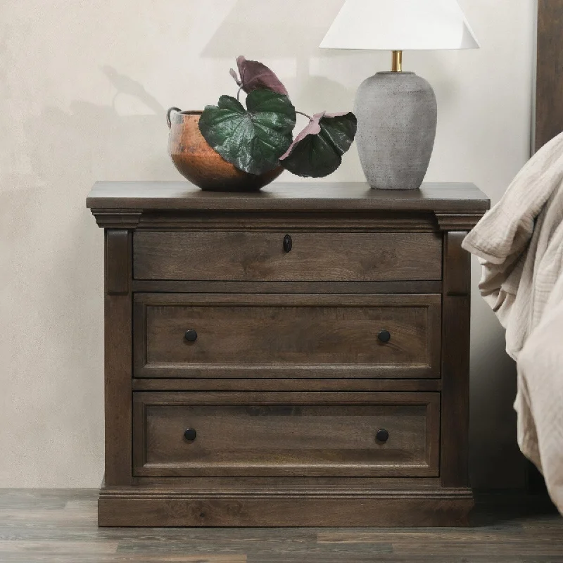 Classic Home Adelaide Three-Drawer Nightstand in Cocoa Brown