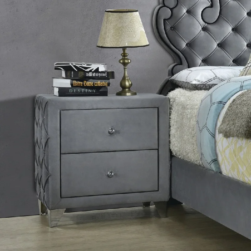 Coaster Furniture Sandboard Grey 2-drawer Button Tufted Nightstand