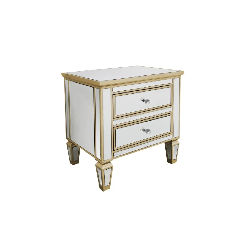 Dany Modern Mirrored 2 Drawer Nightstand