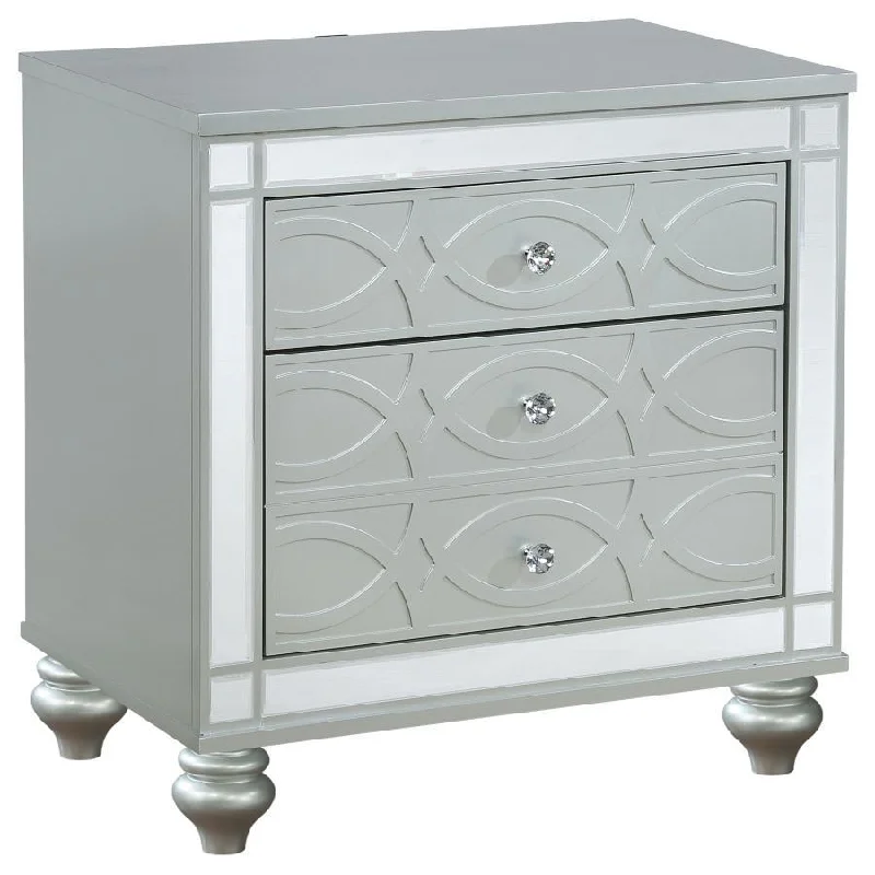 Gunnison - 2-Drawer Nightstand - Silver Metallic