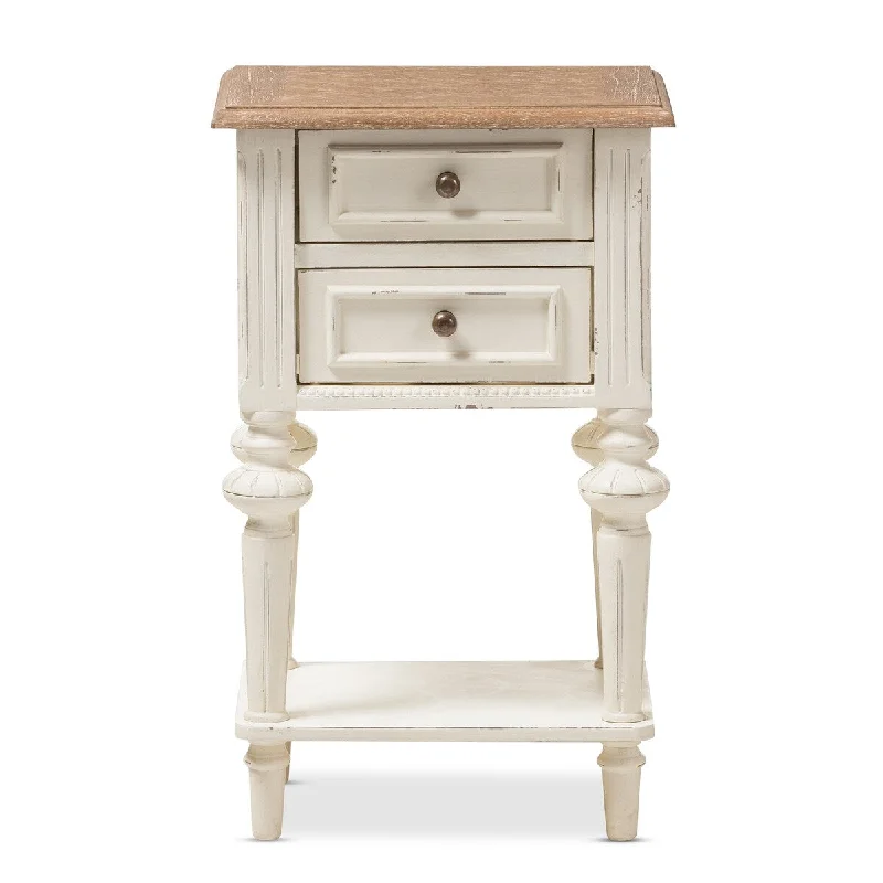 Marquetterie French 2-Drawer and 1-Shelf Nightstand