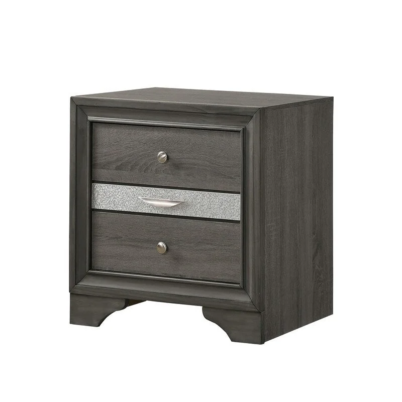 Matrix Traditional 2 Drawers Nightstand made with Wood in Gray