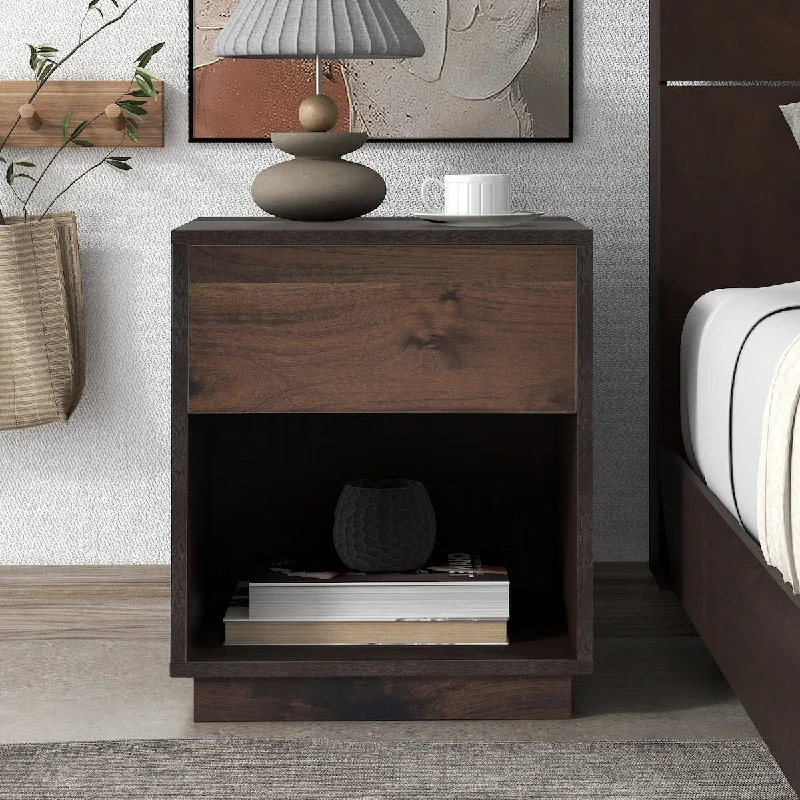 Mid-Century Modern Nightstand with One Drawer