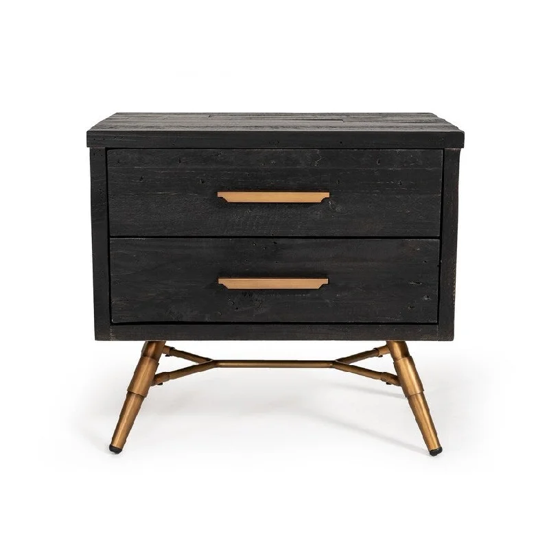 Modrest Tabitha Modern Dark Brown Recycled Pine Nightstand