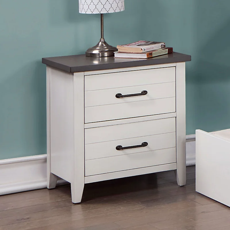 Priam - Nightstand - White / Gray