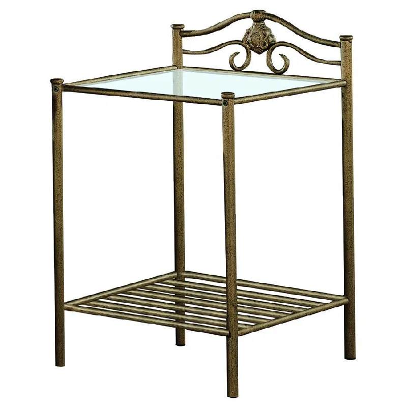 Sydney - Metal 2-Shelf Nightstand - Antique Brushed Gold