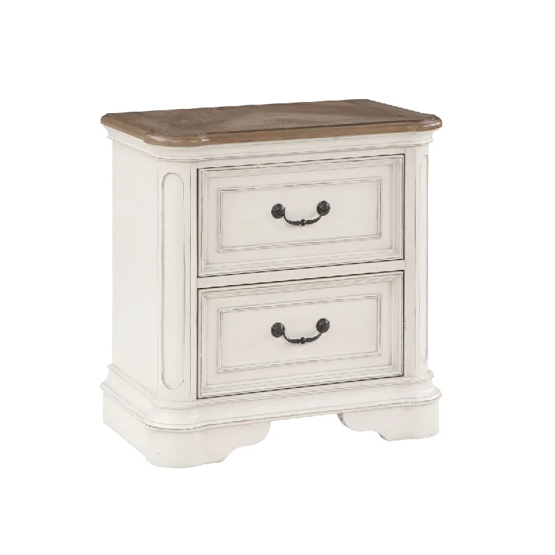 Transitional 2-Drawer Nightstand with Wooden Leg