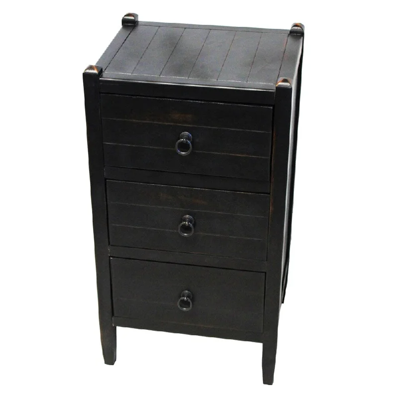 Urban Designs Lucerne Black Wood Contemporary Nightstand Side Table