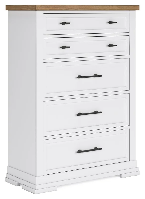 Ashbryn - White / Natural - Five Drawer Chest