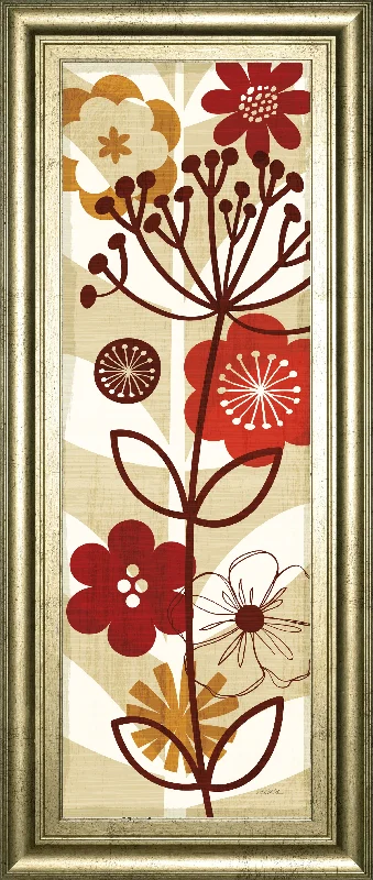 Floral Pop Panel Il By Mo Mullan - Framed Print Wall Art - Red