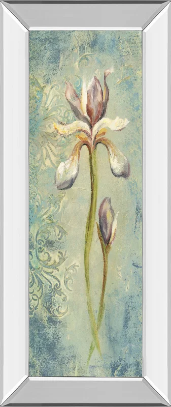 Floral Xi By Lee Hazel - Mirror Framed Print Wall Art - Blue