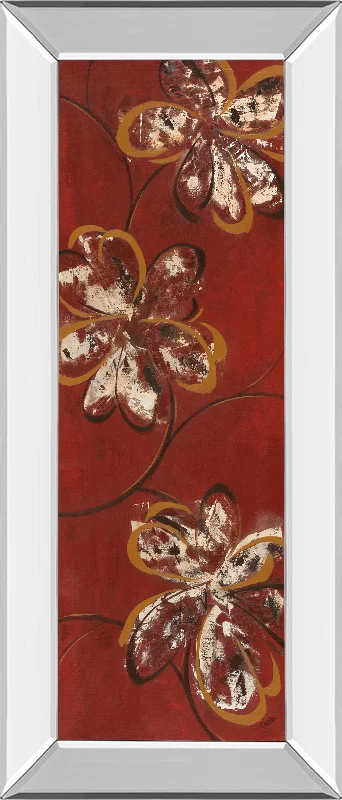 Flowers Dancing Il By Katrina Craven - Mirror Framed Print Wall Art - Red