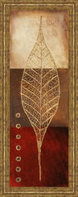 Fossil Leaves Il By Patricia Pinto - Framed Print Wall Art - Red