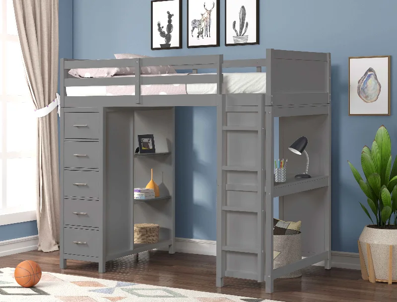 Shiloh Grey Twin Loft w/Chest and Desk