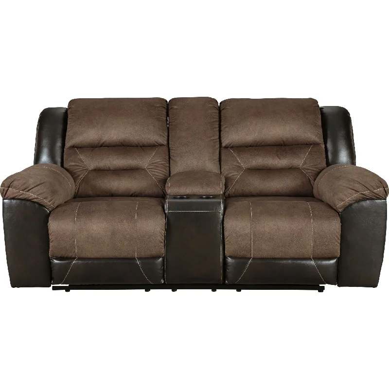 Earhart Reclining Loveseat with Console - Chestnut